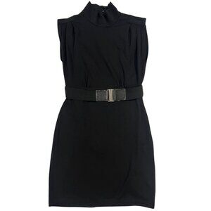 Caché Sleeveless High Neck Dress Removable Elastic Belt Bodycon Work LBD Size 6